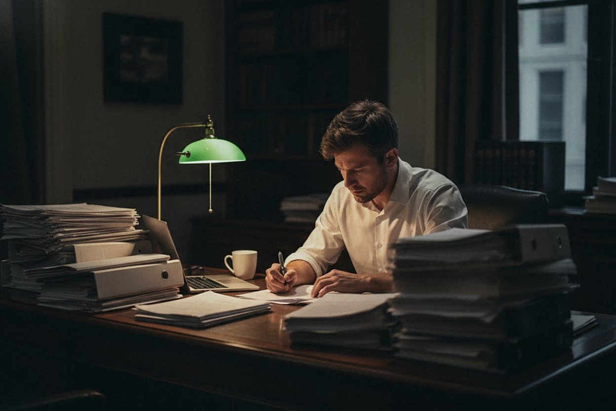 Attorney working late on CDL case